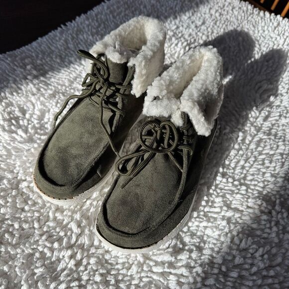 Olive Green Suede Gypsy Jazz Bootie - Picture 1 of 5